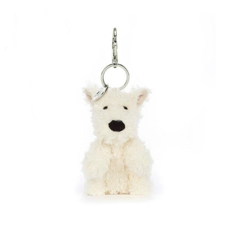 West Highland White Terrier Plush Keychain with Metal Ring, White, 22 cm