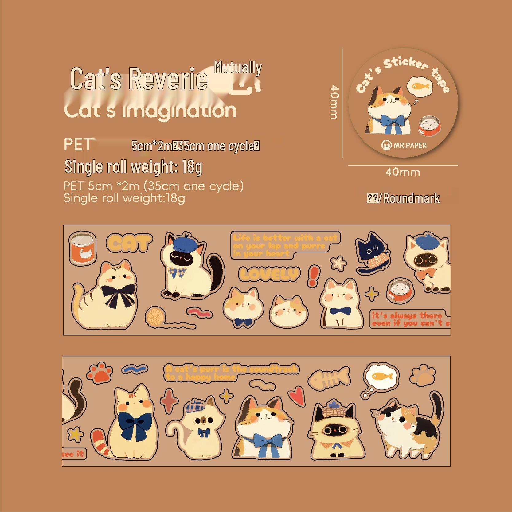 Mr. Paper PET Die-Cut Tape - Cat & Dog Diary Series: Cute Pet Illustrations for Planners & Collages