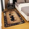 Farmhouse Bear Area Rug for Kids Bedroom and Living Room, Retro Brown Paw Print Carpet, Wild Animal Decorative Floor Mat