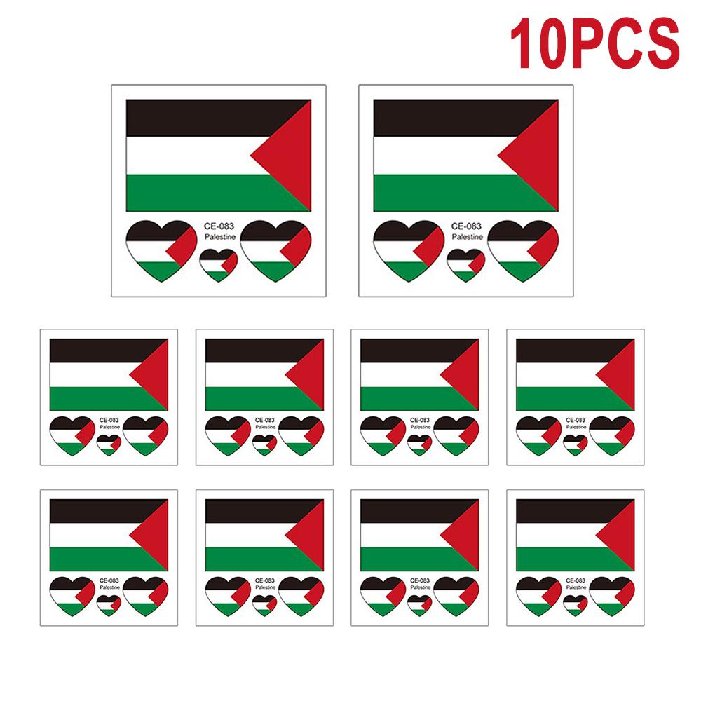 200-10pcs Water Transfer Sticker Vibrant Colors Palestine Flag Sticker Tattoo Stickers Palestine Face Arm Stickers