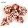 7 bucăți zaruri din metal cupru dragon din metal solid, set de zaruri poliedrice, potrivit pentru jocuri de rol RPG, joc de cărți