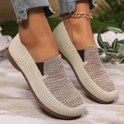 Fashion Women's Mesh Breathable Slip On Casual Shoes Summer Soft Sole Non Slip Flat Shoes Woman Plus Size Comfort Light Platform Loafers