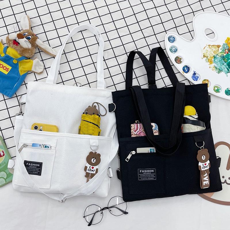 Versatile Korean Style Canvas Crossbody Bag for Students