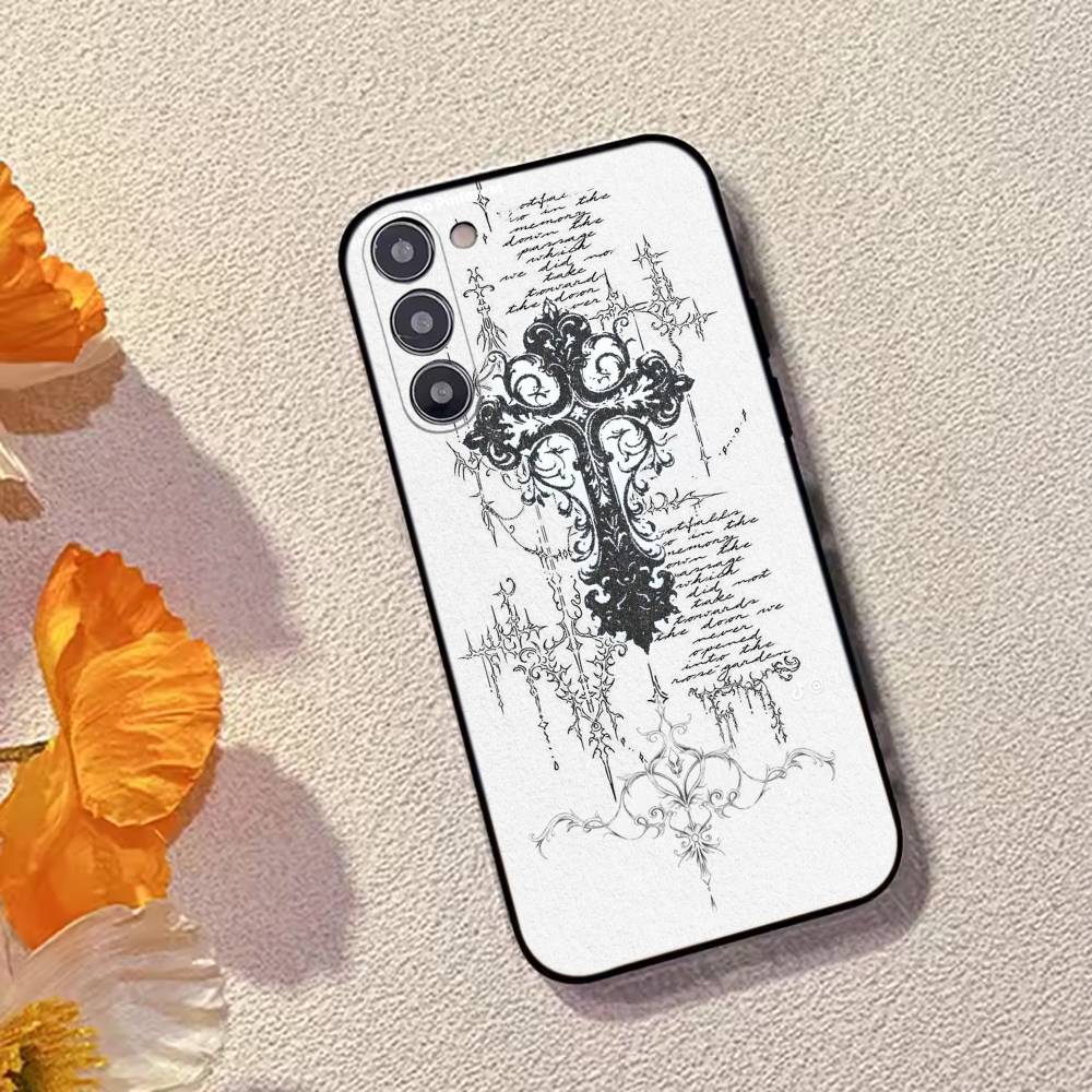 C-Cool Dark Catgothic C-Cross Phone Case Black Silicone Soft For Samsung Galaxy A73,A72,A71,A70,A53,A52,A51