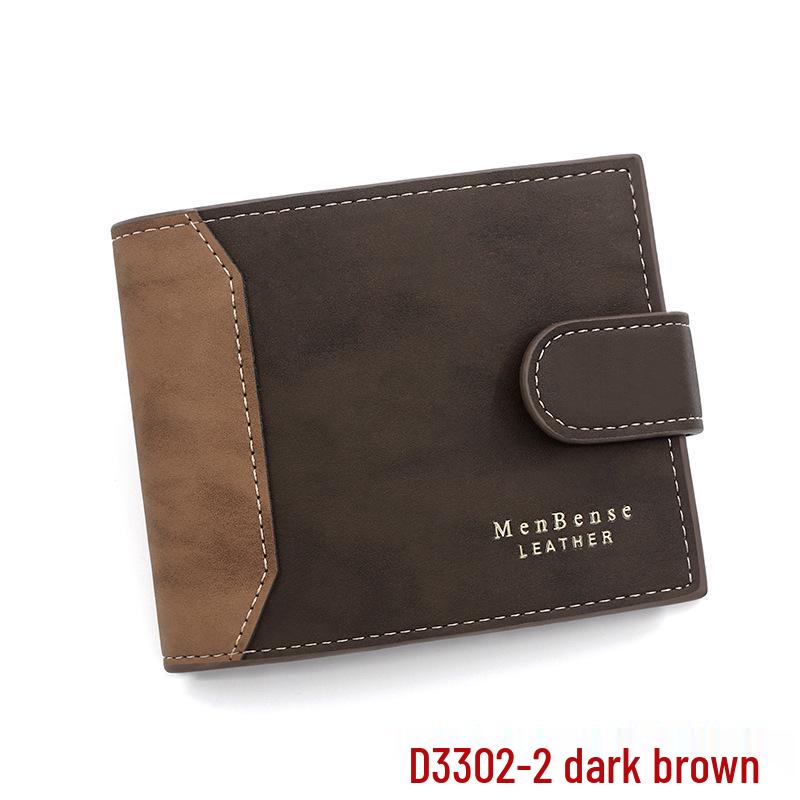 MenBense Korean Style Gold Foil Print Bifold Men's Wallet with Snap Closure