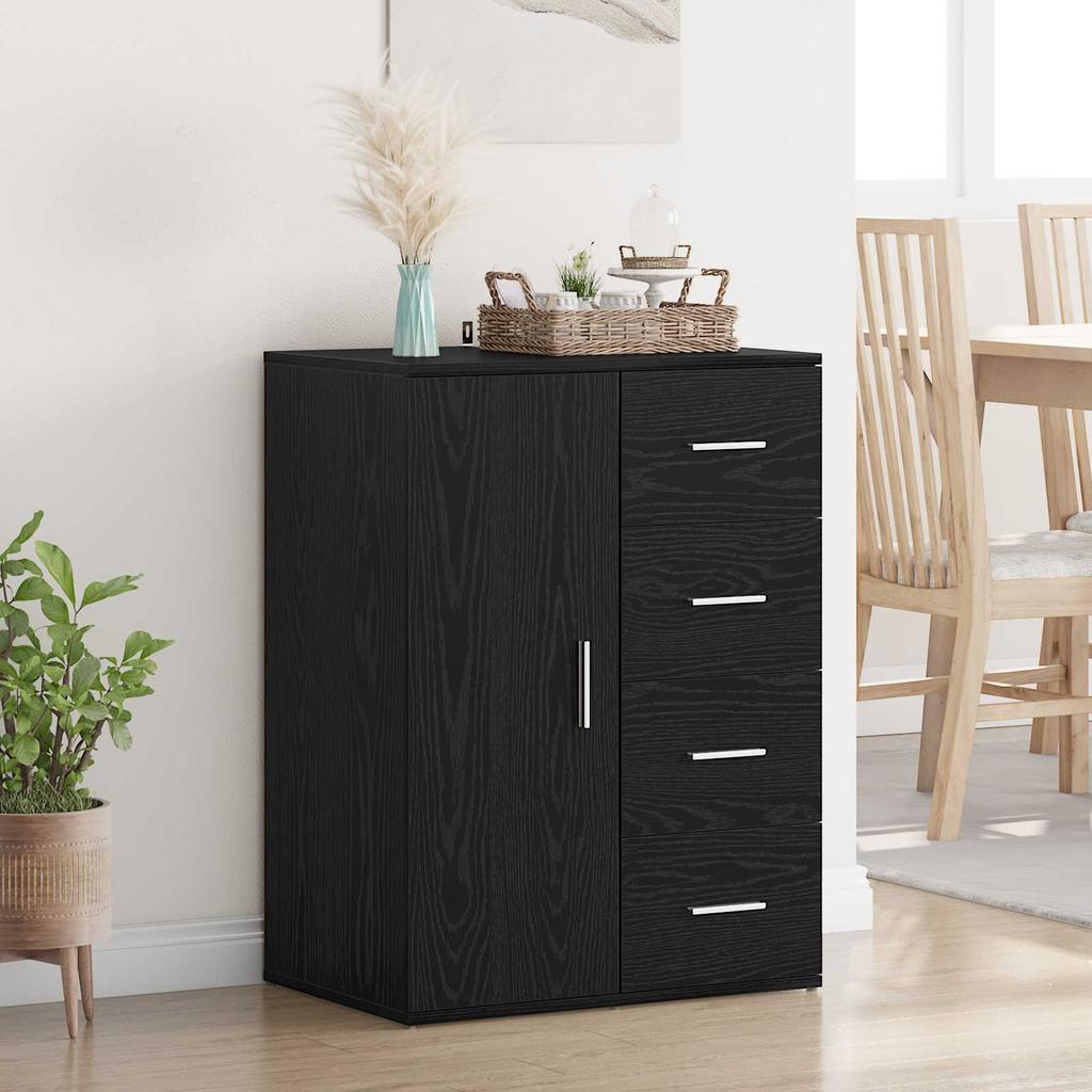 Sideboard in Black Oak Look 59 x 39 x 80 cm Particleboard