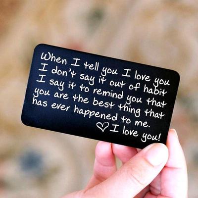 Tarjeta de billetera grabada I Love You - Inserción de billetera - Regalo de novio Regalo de aniversario de regalo de marido
