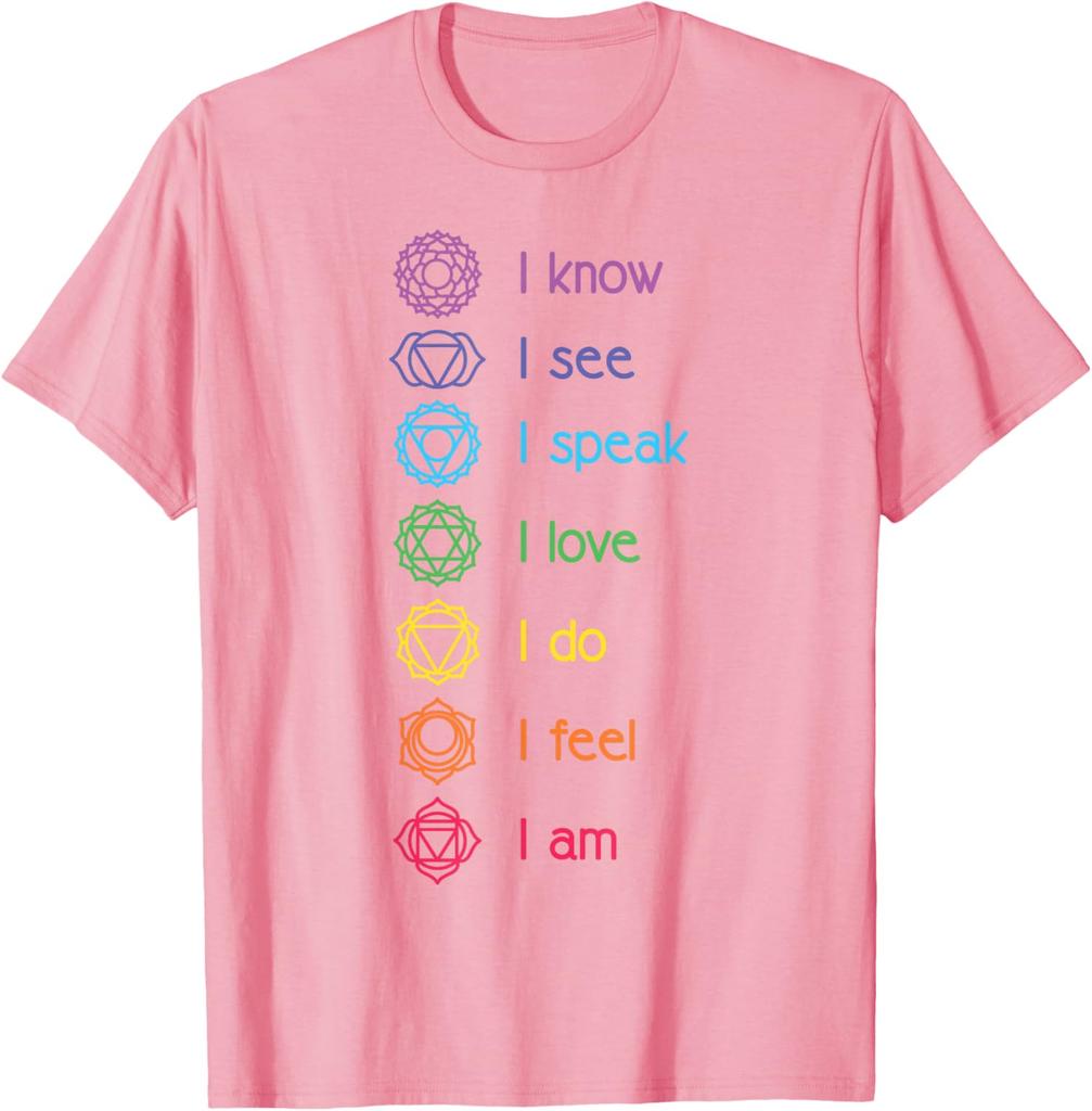 Chakra Affirmationen Ich Weiß Ich Sehe Ich Spreche Yoga Meditation Grafik T-Shirt Weiche Baumwolle Lässiges Oberteil