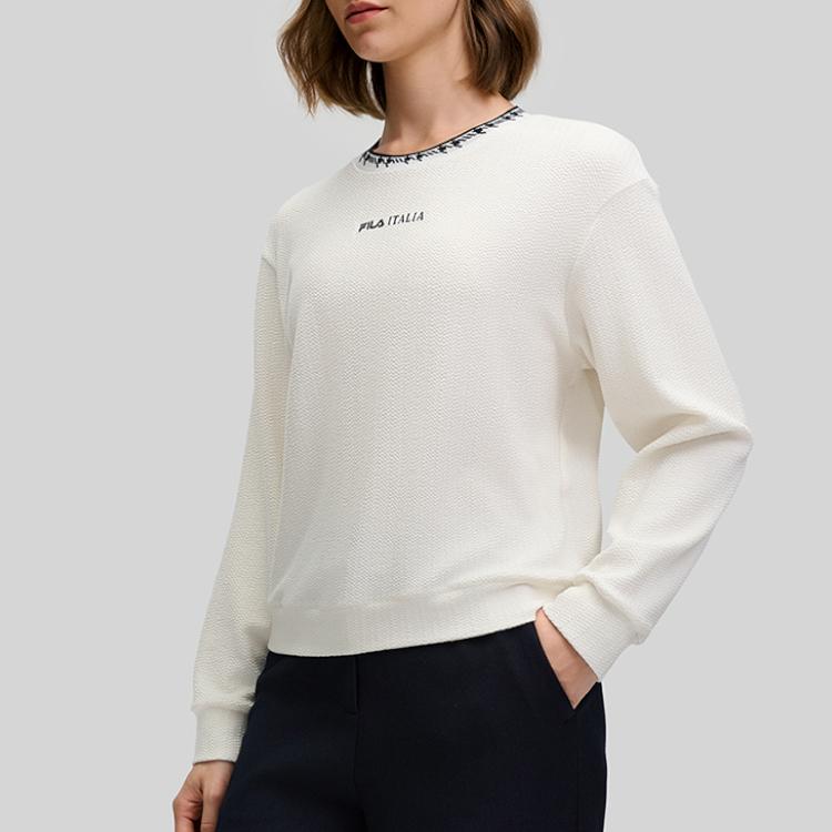 Fila Casual Fashion Long Sleeve Versatile T-Shirt Women Tops White F11W514203FWT