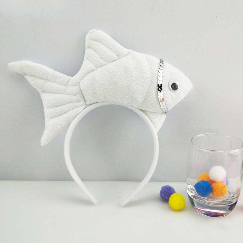 Students Taking Photo Hairband Stuffed Fish Shape Hair Hoop for Halloween