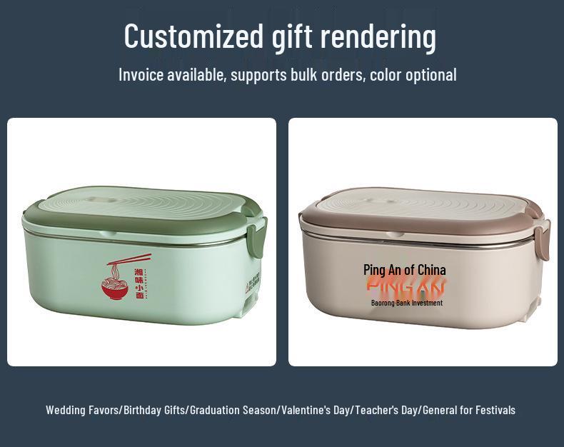 Stainless Steel Electric Heated Lunch Box - Insulated Student Bento Box