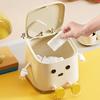 Miniature Tabletop Garbage Container Easy Press Lid Cream White Finish for Students and Professionals