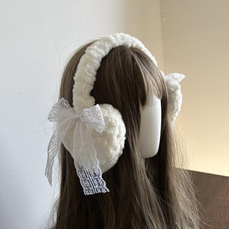 Bowknot Plush Ear Muffs for Cold Weather Fashion Ear Protective Ear Warmers Thick Furry Ear Muff for Women Skiing Hiking