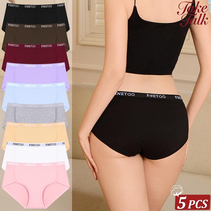 5Pcs/Set Women's Cotton Briefs Letter Belt Panties Seamless High Waist Breathable Underwear Female Stretch Comfortable Lingerie