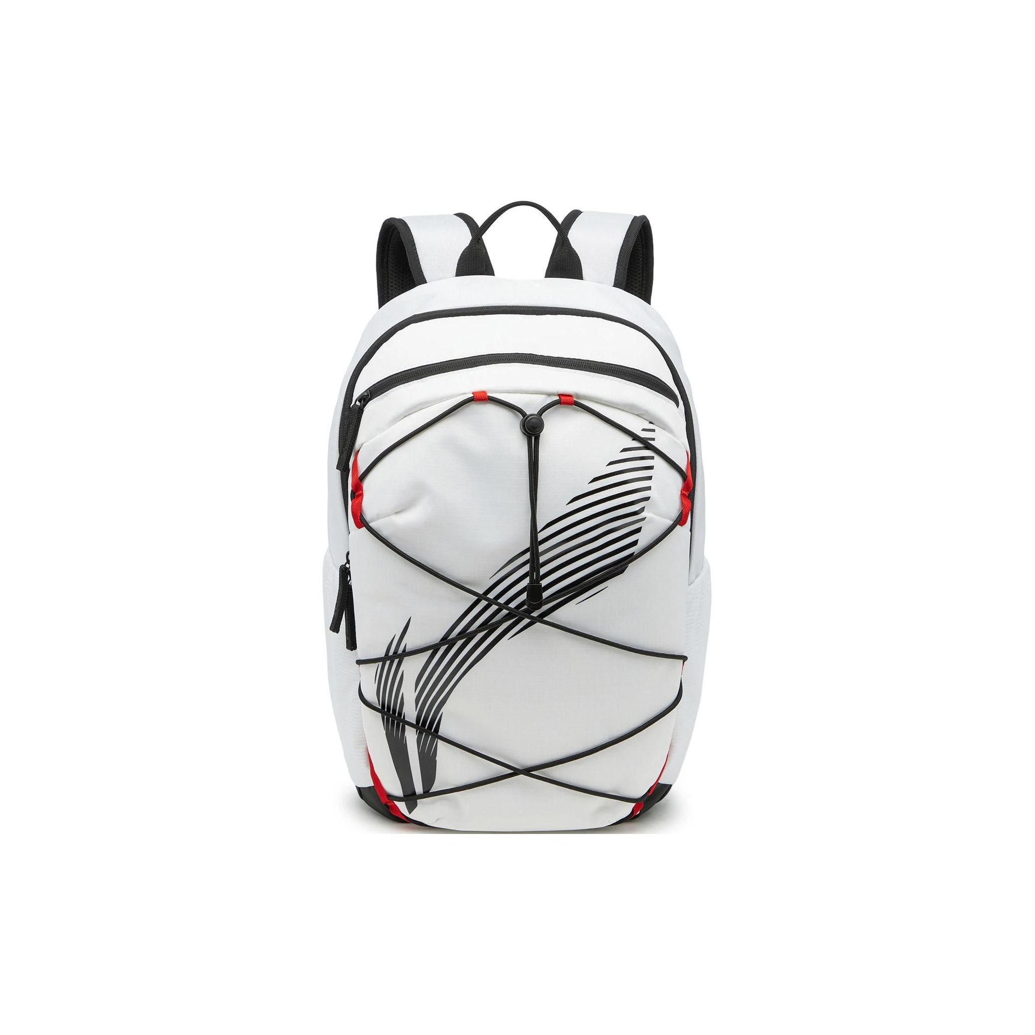 Li Ning Fitness Series Brand Logo Zipper Waterproof Technology Polyester Backpack Unisex backpack White ABSU013-3 White