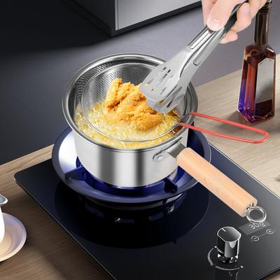 Deep Fryer Stainless Steel Fat Fryer Pot with Basket for Frying Fish Shrimp Chicken Fries Portable Mini Steamer Deep Cooking Pot