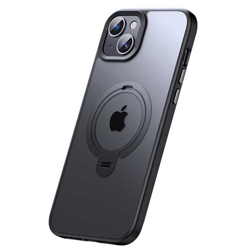 For iPhone 15 Case Dual Magnet Rings TPU+PC Phone Back Cover Kickstand Shell Compatible with MagSafe