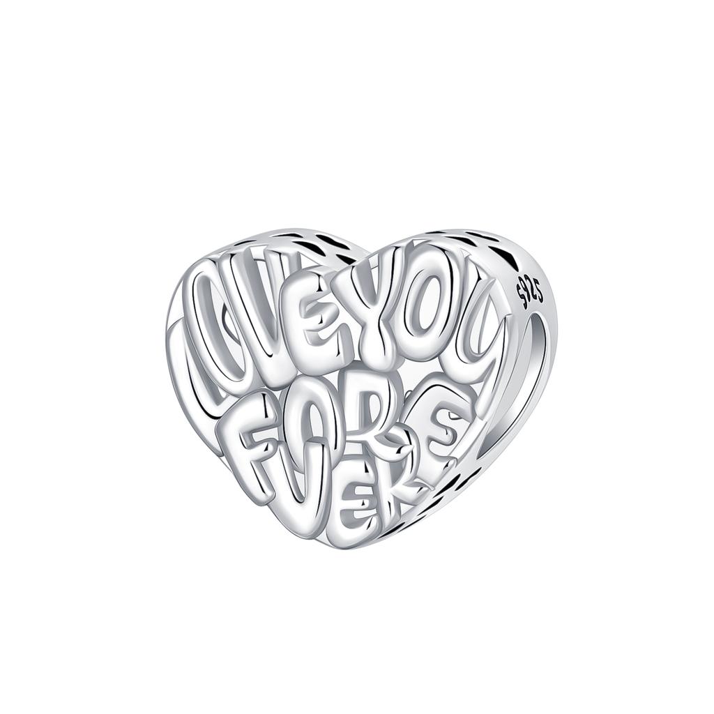 New Heart-Shaped Charms Copper Flower Forever Love Beads Fit Original Bracelets Necklace For Women Diy Jewelry Gift