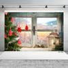 Christmas Party Decor Backdrop Photocall Winter Snow Window Pine Tree Stars Baby Family Photographic Background Photo Studio