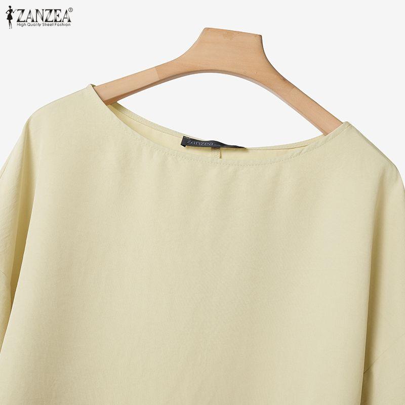 ZANZEA Damska bluzka i spodnie z rękawem 3/4, codzienne dwuczęściowe zestawy garniturów