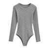 YPFF Trendy Women's Solid Color Slim Fit Round Neck Long Sleeve Bodysuit