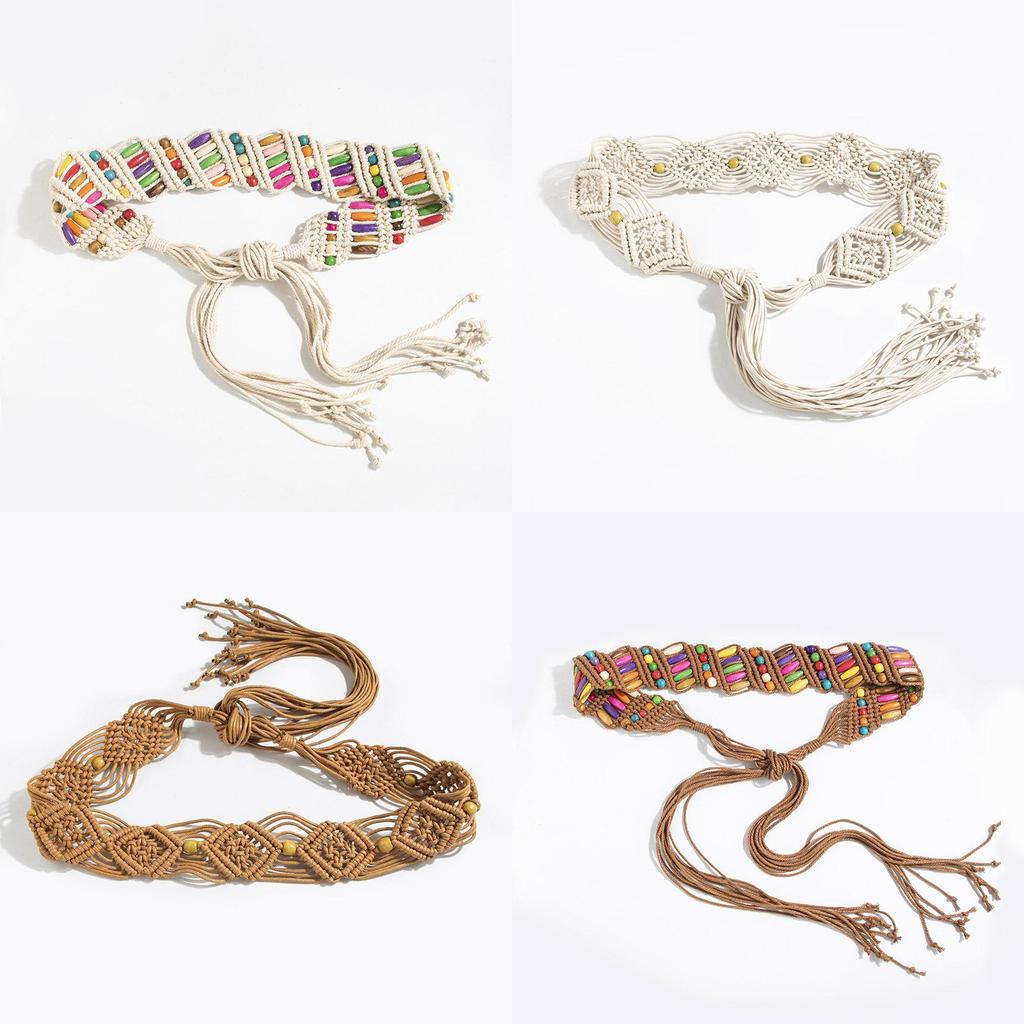 Bohemian Vintage Waist Belt With Handcrafted Beadwork For Retro Resort Outfits Women