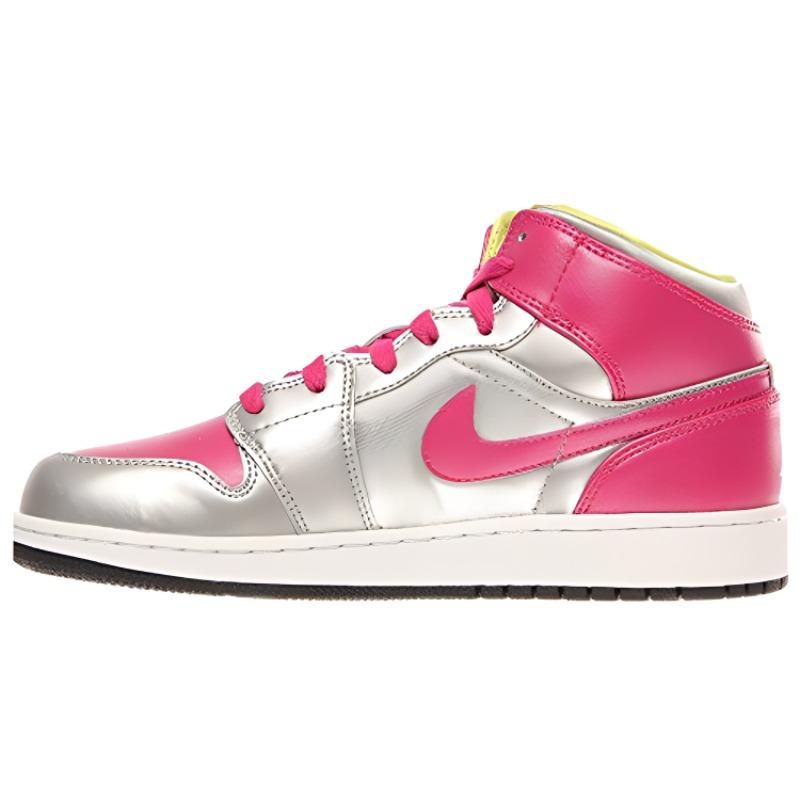 

New Jordan 1 Mid Metallic Silver Fusion Pink 555112-037 37.5