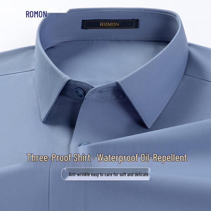 ROMON Men s Wrinkle-Free, Three-Proof Long-Sleeve Business Shirt 41