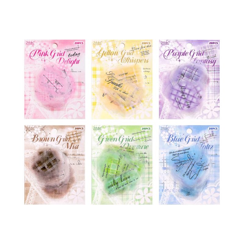 20 Sheets Creative Gradient Smudge Text Stickers Vintage Scrapbooking Journal DIY Decorative Stickers Craft Supplies