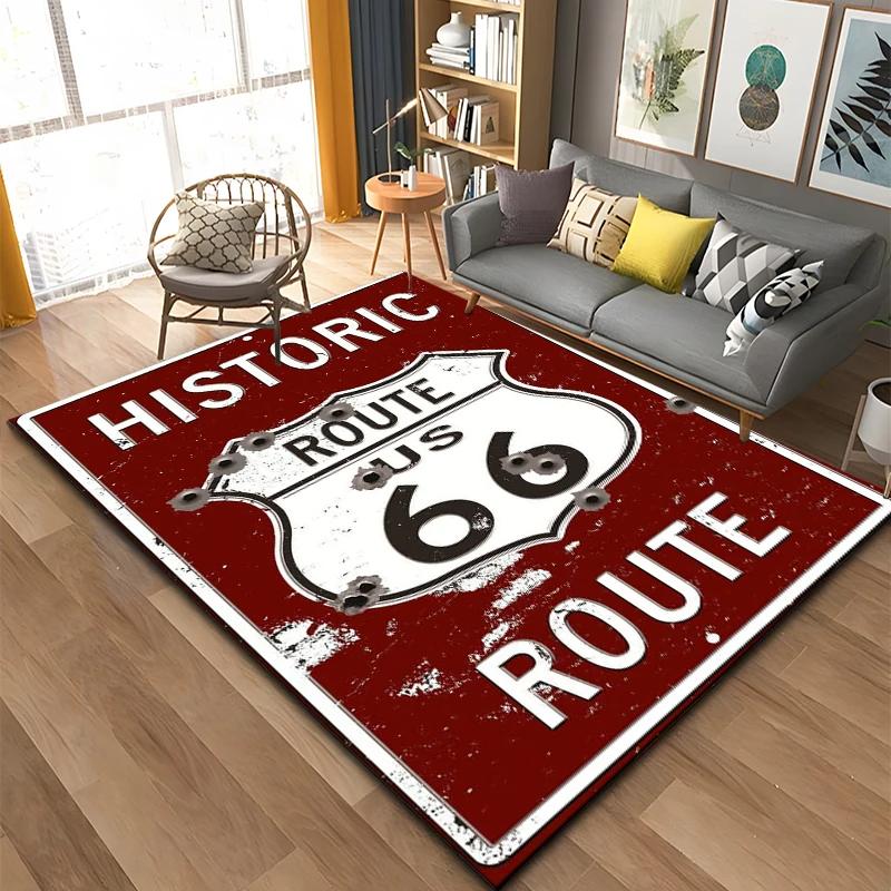 Historic Route 66 Non-slip Carpet Soft Area Rug for Living Room Kids Bedroom Kitchen Decor Floor Mat