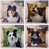 Cute Scottish Border Collie Pillowcase Dog Print  Decor Pet Animal Cushion Cover Sofa