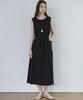 MALOUPE 7107 Crinkle Sleeveless Long Dress (Black)