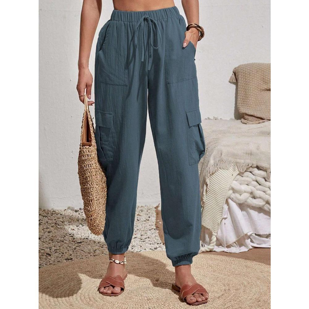 Women Solid Color Women Pants Pocket Women's Pants Spring Summer Collection Pocket Workwear Womens Pants