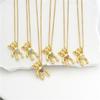 Cute Cartoon Bear Zircon Pendant Necklace Stainless Steel Chain High Grade Animal Choker Jewelry Party Gifts For Women Girls