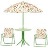 Garden Set for Children Ages 2-5 with Round Table, 2 Folding Chairs and an Umbrella, Green