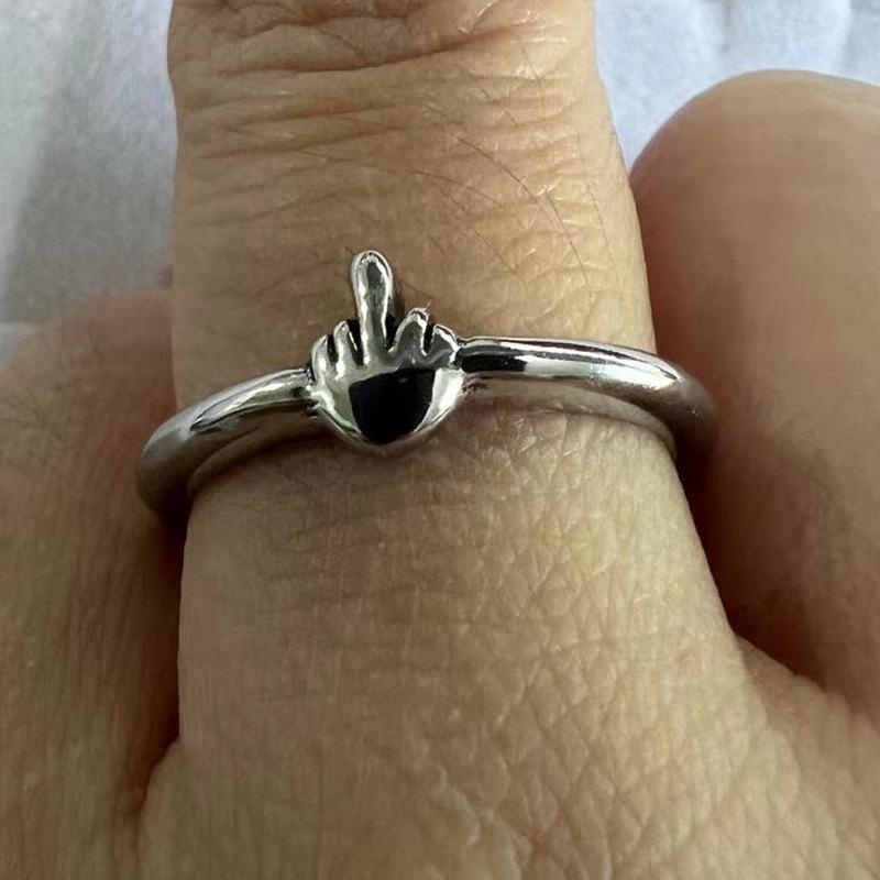 Adjustable Funny Middle Finger Ring