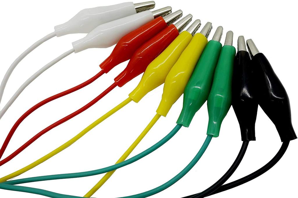 Krokodilklemmen-Kabelsatz mit 10 Stück, Micro-Bit, für elektronische Arbeiten (Weiß, Rot, Gelb, Grün, Schwarz je 2) Krokodilklemme Krokodilklemme Kordel Krokodilklemme