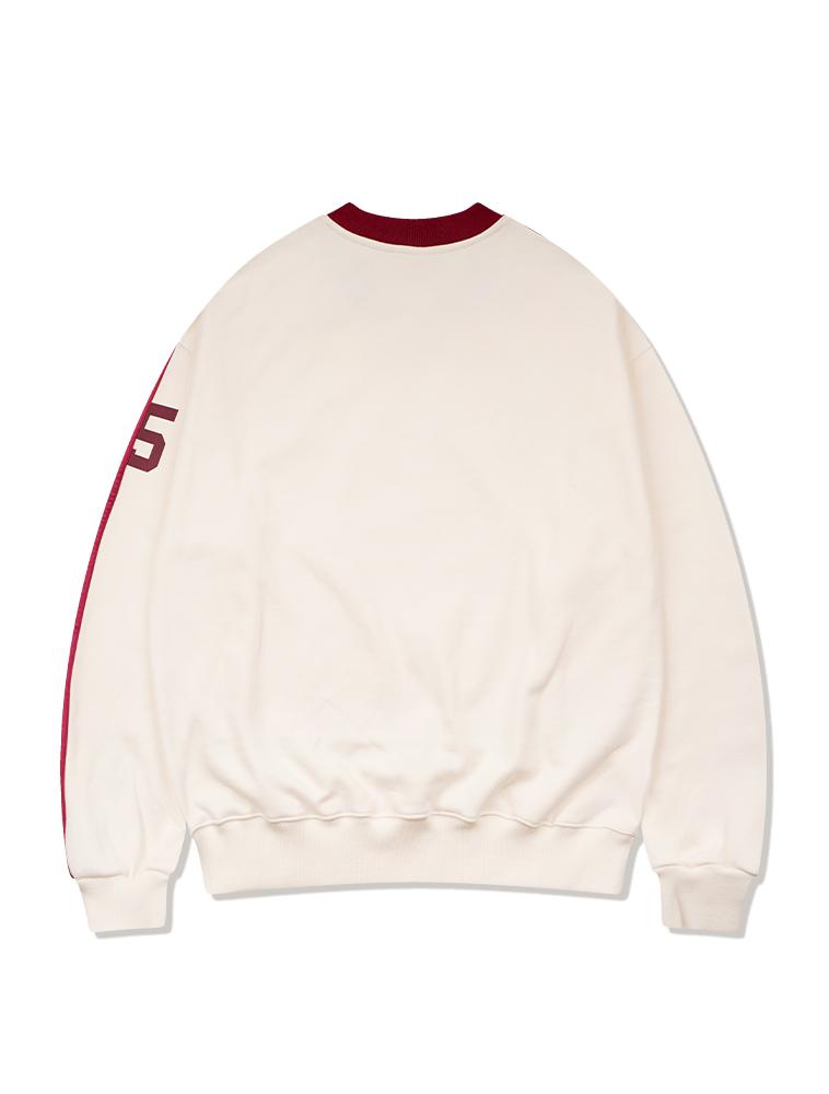 LA MAISON STUDIO [Fleece-Lined] Unisex Rugby Team Jersey Heavy Terry V-Neck Sweatshirt Cream (Fce4Ts653K)