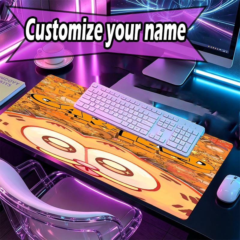 Custom Name Personalized Garfield Pattern Mousepad, Laptop PC Desk Mat, Decorative Desk Mat for Home Keyboard Pad Gift