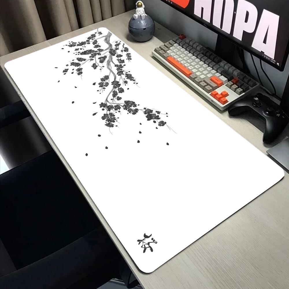 Sakura Ink Wash Art Extended Gaming Mouse Pad Waterproof Non-slip