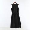 Women's Fashion Casual Solid Color Zipper Sleeveless Round Neck Dress With Belt