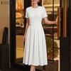 Vestido Casual Elegante de Verano para Mujer con Cuello Redondo y Manga Corta