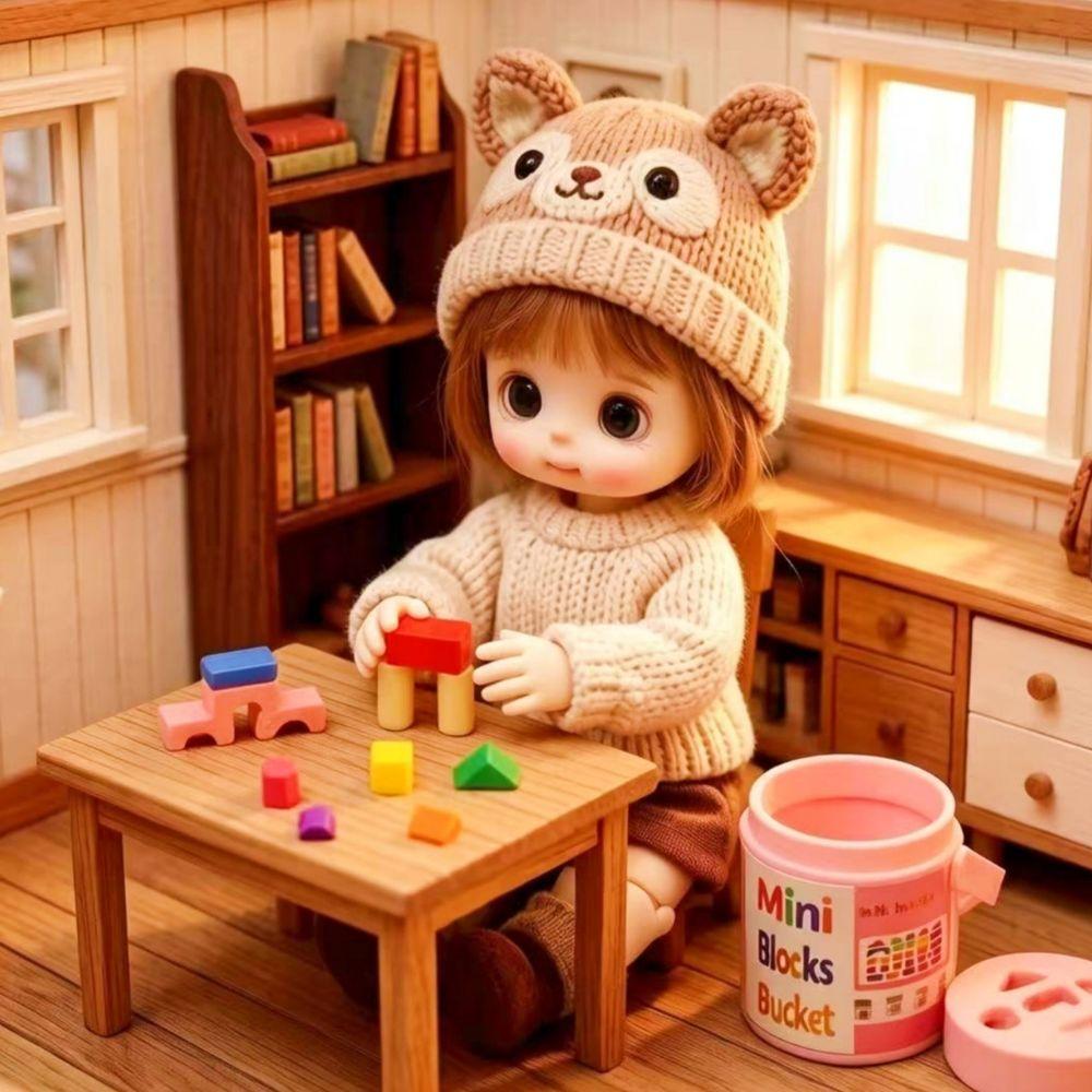 Plastic Miniature Doll Blocks Miniature Size Doll Building Block Bucket For Toy Room
