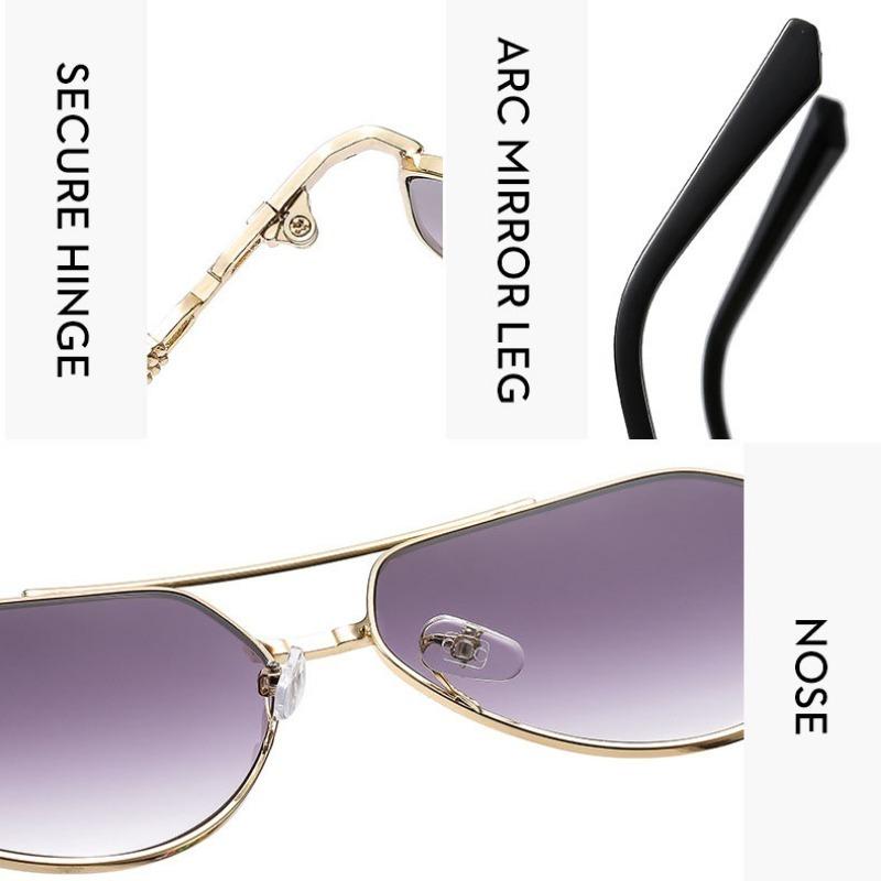 Non-polarized Fashion Men Polygonal Metal Double Beam Sunglasses New Trendy Personalized Men Driving Goggles Light Luxury Brand