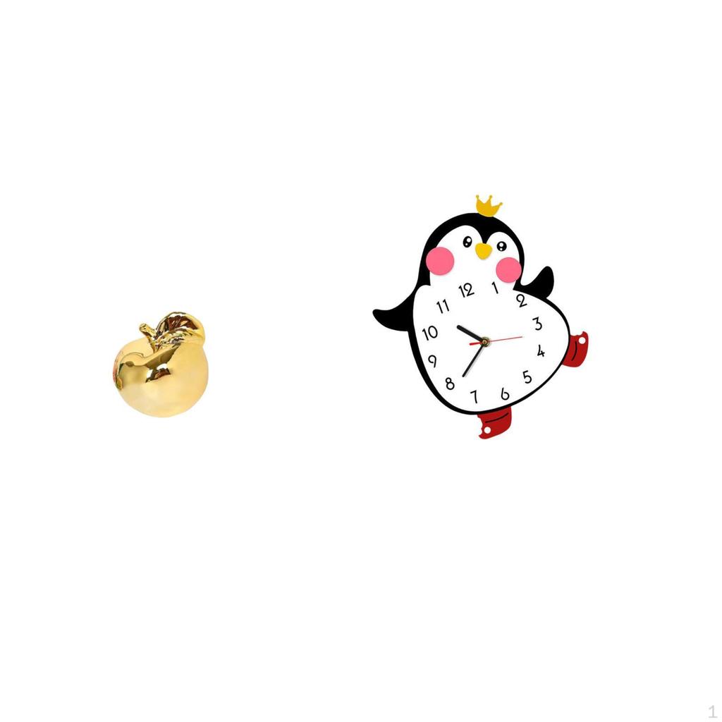 Delicate Fruit Penguin Ceramic Wooden Sculpture Figurine Craft Decorative Lovely Desktop Statue for