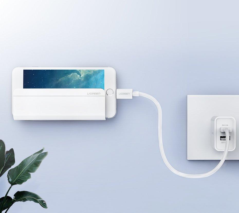 Ugreen Model 30394, Universal Phone Charging Wall Mount Stand, Elegant White Finish