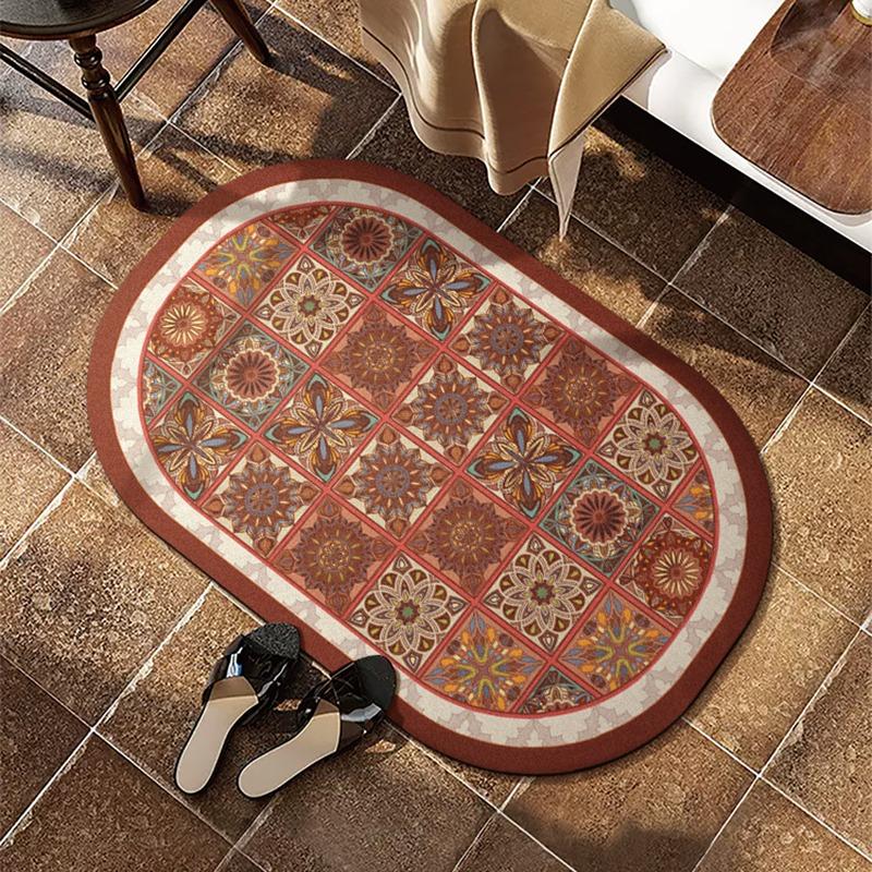 Bathroom Carpets Non-slip Absorbent Washable Floor Mats Diatom Mud Toilet Door Rug American Vintage Home Decoration Foot Mat