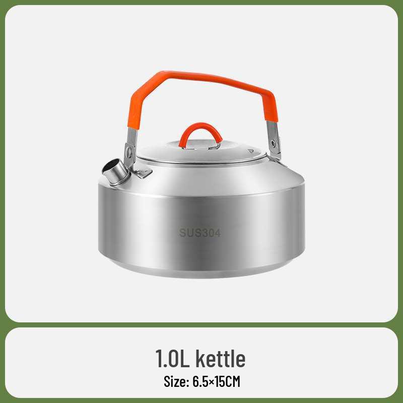 Portable Stainless Steel Outdoor Camping Cookware Set with Kettle