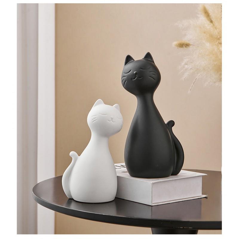 Ceramic Cat Figurine Modern Minimalist Home Decor Living Room TV Cabinet Couple Bedroom Wedding Gift