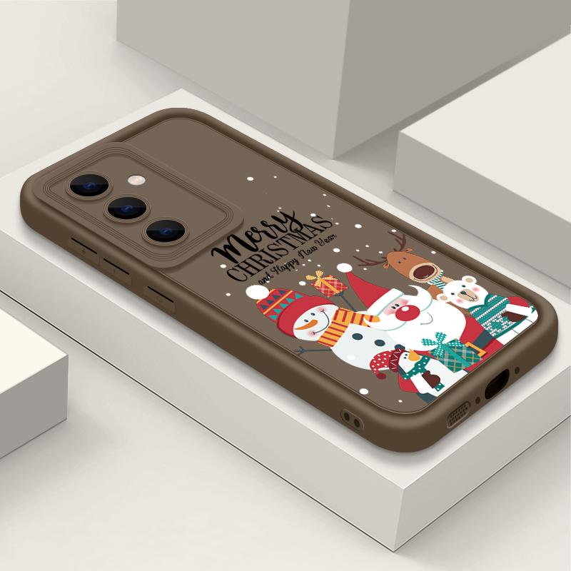 Santa Claus Snowman Print Phone Case For Samsung S24 Ultra S23 S22 S21 Plus S20 FE A55 A35 A54 A53 A52 A34 A14 Christmas Shockproof Soft Phone Cover